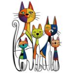 Colorful Mid Century Cat Wall Art Sculpture
