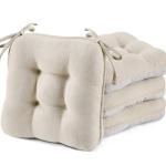Beige Chair Cushions Set of 4 with Ties