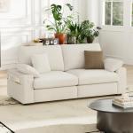 Beige Midcentury Loveseat Sofa with USB Ports