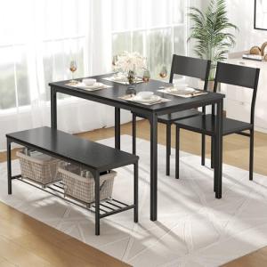 DUMOS 4-Person Dining Table Set with Bench