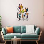 Colorful Mid Century Cat Wall Art Sculpture