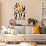 Colorful Mid Century Cat Wall Art Sculpture