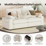 Beige Midcentury Loveseat Sofa with USB Ports