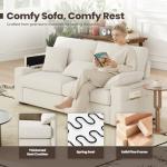 Beige Midcentury Loveseat Sofa with USB Ports