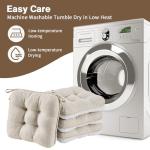 Beige Chair Cushions Set of 4 with Ties