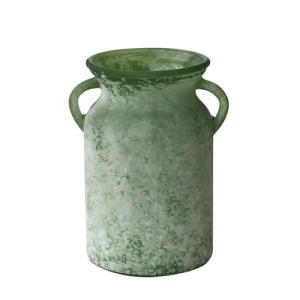 Rustic 8-Inch Glass Flower Vase with Handle