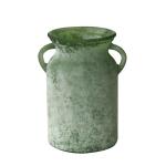 Rustic 8-Inch Glass Flower Vase with Handle