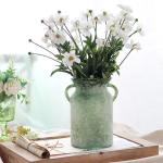 Rustic 8-Inch Glass Flower Vase with Handle