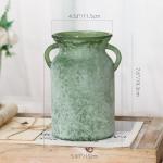 Rustic 8-Inch Glass Flower Vase with Handle