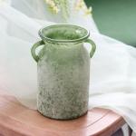 Rustic 8-Inch Glass Flower Vase with Handle