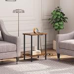Rustic Brown Side Table with Charging Station