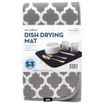 S&T White Trellis Microfiber Dish Drying Mat 16"x18
