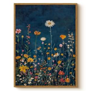 Botanical Floral Canvas Print - Rustic Wildflower Art