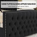 Queen Size Velvet Upholstered Platform Bed Frame - Black