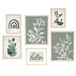 Sage Green Botanical Wall Art Set – 6 Pieces