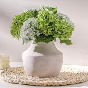 Off-White Rustic Ceramic Flower Vase, 5.3 inch