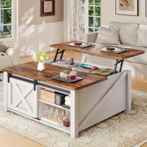 Lift Top Coffee Table with Storage - White