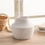 Off-White Rustic Ceramic Flower Vase, 5.3 inch