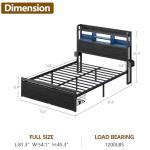 Full Size Bed Frame with Storage and LED Lights