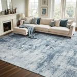 Large 6x9 Ft Soft Washable Area Rug - Blue