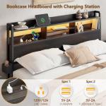 Full Size Bed Frame with Storage and LED Lights