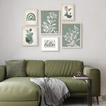 Sage Green Botanical Wall Art Set – 6 Pieces