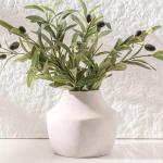 Off-White Rustic Ceramic Flower Vase, 5.3 inch