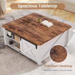Lift Top Coffee Table with Storage - White