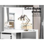 White Corner Dressing Table Set with Mirror & Stool