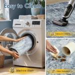 Large 6x9 Ft Soft Washable Area Rug - Blue