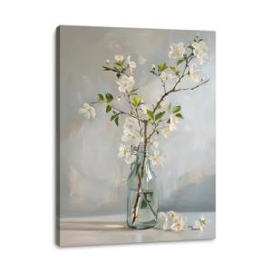 Floral Canvas Wall Art for Bathroom or Living Room