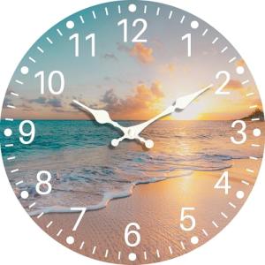 Beachy Blue Sky Wooden Wall Clock - Silent