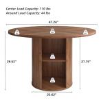 47-Inch Round Dining Table with Storage Shelf