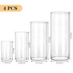 Set of 4 Clear Glass Cylinder Vases