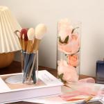 Set of 4 Clear Glass Cylinder Vases