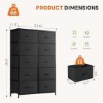 10-Drawer Fabric Dresser Storage Tower, Black