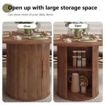 47-Inch Round Dining Table with Storage Shelf