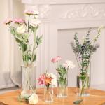 Set of 4 Clear Glass Cylinder Vases