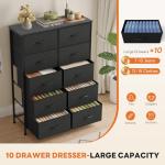 10-Drawer Fabric Dresser Storage Tower, Black