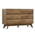 6-Drawer Oak Wood Tallboy Storage Cabinet