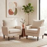 Beige Mid-Century Comfy Accent Chair