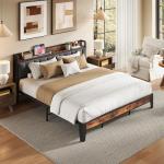 LIKIMIO King Size Bed Frame with Storage Headboard