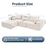 DUMOS 108" Cloud L-Shape Modular Sectional Sofa