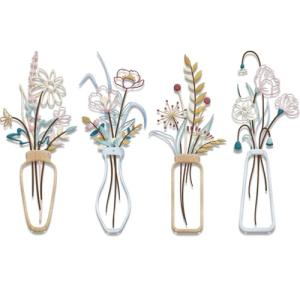 Metal Flower Wall Art - 4 Piece Set