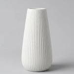 Modern White Ceramic Fluted Flower Vase