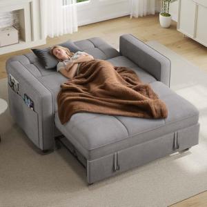 55" 3-in-1 Convertible Sofa Bed in Light Grey