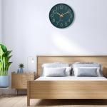 Modern Non-Ticking Emerald Wall Clock, 12 Inch