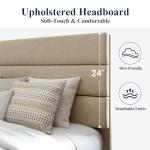 King Size Upholstered Platform Bed Frame in Beige