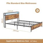 Double Size Bed Frame with LED Headboard & USB Ports