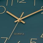 Modern Non-Ticking Emerald Wall Clock, 12 Inch